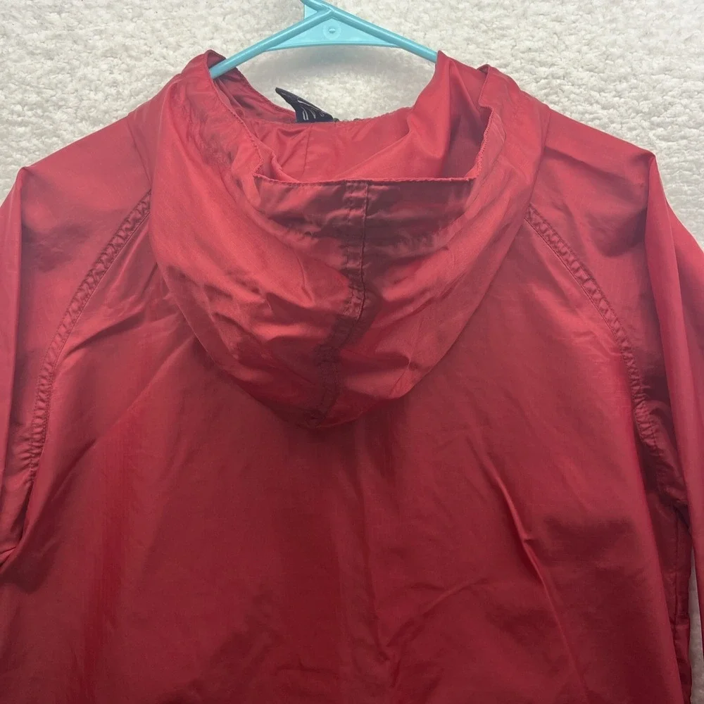Gap Windbreaker Womens Small Red Long Sleeve Zip Up Hooded Packable Chore Grunge